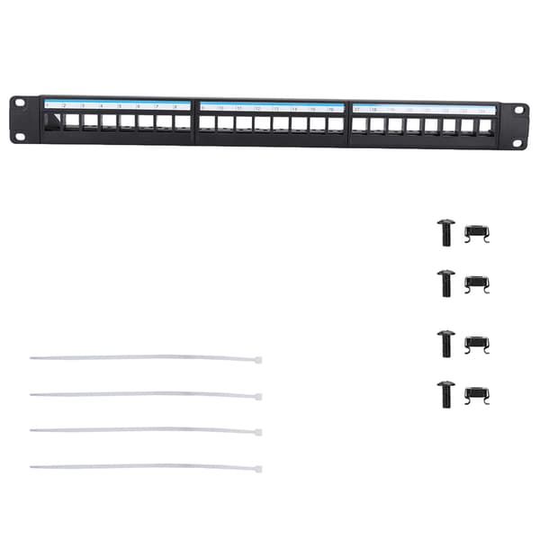 19-tums 24-portars monterbar datapatchpanel CAT6 nätverkskabelställ (moduler ingår ej)