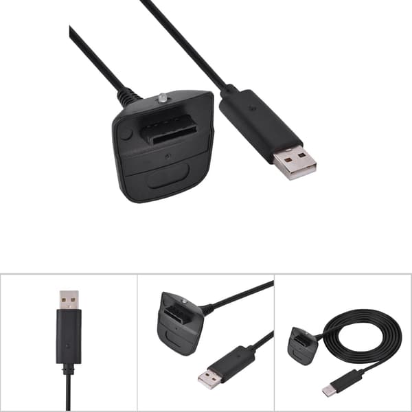 Til Microsoft til Xbox 360 trådløs controller USB-oplader hurtigopladningskabel (sort)