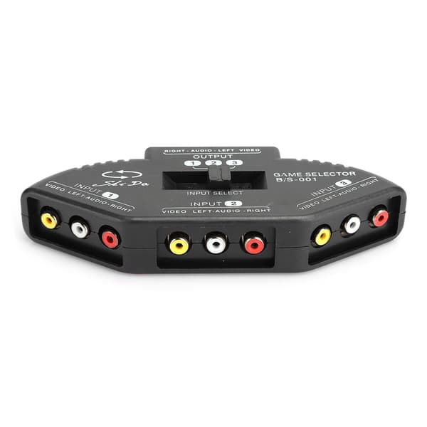3 ind 1 ud Audio Video RCA Splitter Sort Switch Selector med AV-kabel til DVD VCD VCR Sort