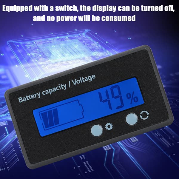 GY-6GS PCB HTN Vattentät Batterikapacitetsmonitor Indikator LCD-skärm 12-84V Blå