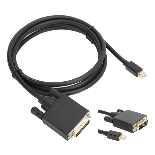 Mini DP til DVI-kabeladapter Kobberleder 4K 1080P med ABS-hus 1,8m/5,9ft