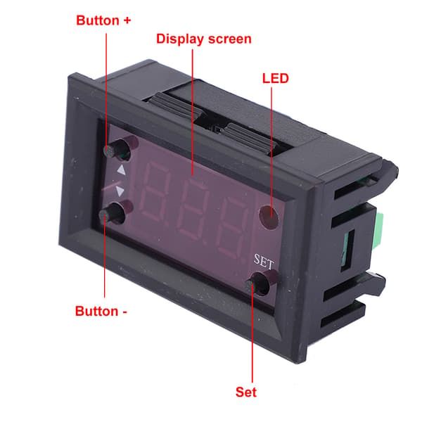 W1218 DC12V Digital Termostat Regulator, -20~100°C, Blåt LED Display, 12V Temperaturstyring