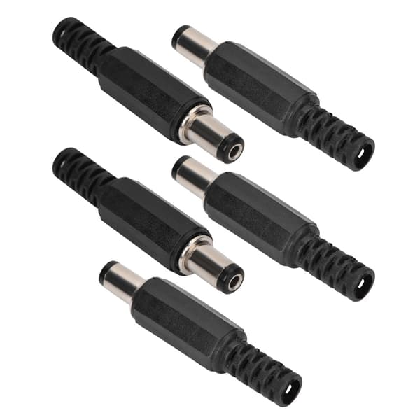 5 stk. 2,1 mm x 5,5 mm han DC-strømstik Jack koaksialstikadapter