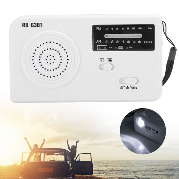 RD638 ABS Solenergi Nöd Multifunktion Handvevsradio Stödjer FM/AM-funktion Vit
