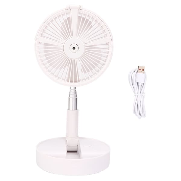 Bærbar Sammenfoldelig Teleskopisk Bordventilator, LED Forstøvende Hydreringsventilator, USB Genopladelig