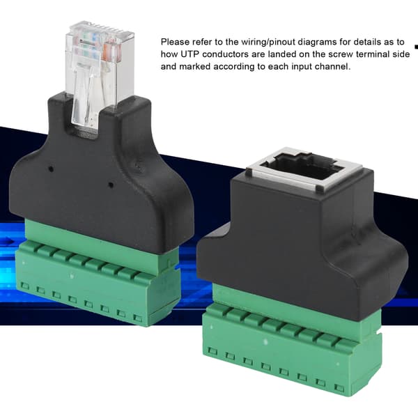 2 stk. RJ45 hun til han skrueterminal 8-benet CCTV Digital DVR Adapterstik
