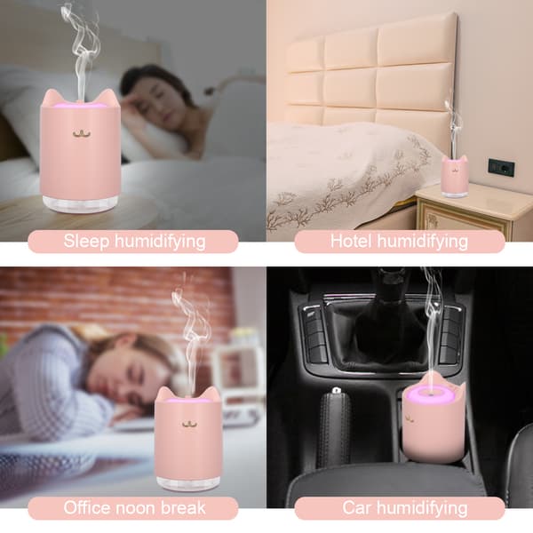 320ML USB-laddande skrivbordsmini-luftfuktare för sovrum, hem och kontor, rosa