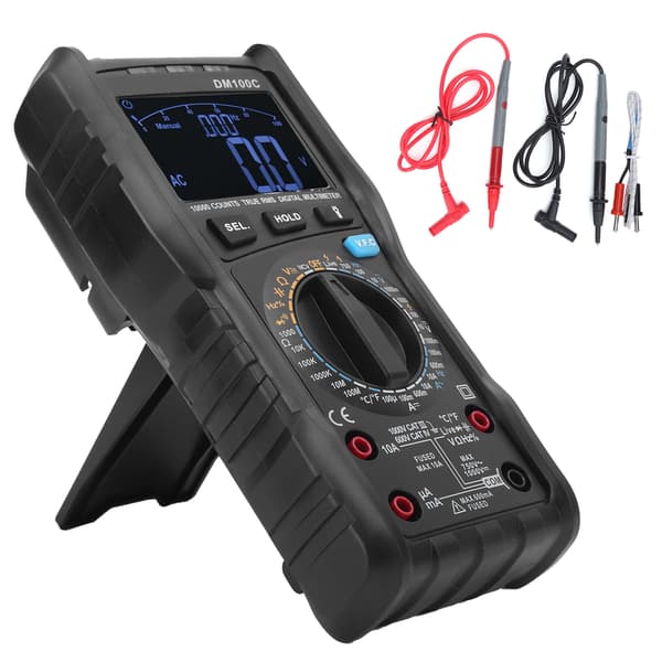 DM100C Digital Tangamperemeter True RMS 10A/999.9V Tester til Elektrikere