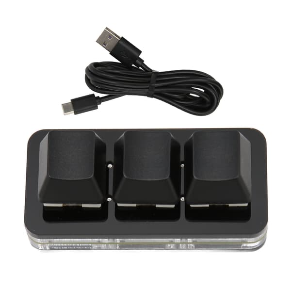USB 3-tast Mini-tastatur RGB LED-baggrundsbelysning understøtter Hot Swap OSU HID Makroprogrammeringstastatur til Windows til OS X til Linux Sort