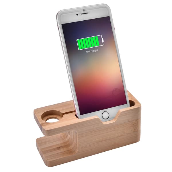 Bambus Opladningsdock Station Beslag Holder Til IOS