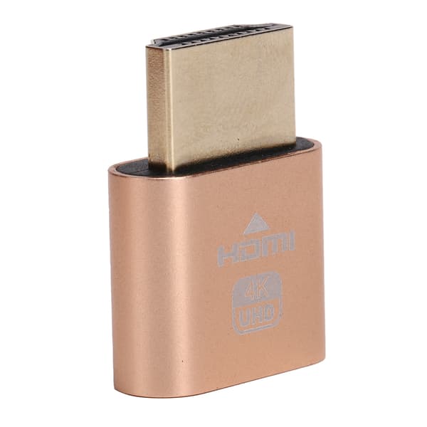High Definition Multimedia Interface Dummy Plug HotSwappable 4K Display Emulator (Guld)