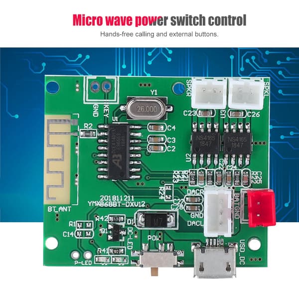 Bluetooth 5.0 2*5W Forstærkerkort AUX Audio Input Strømforstærkerkort 3.7V 5V