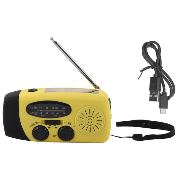 Solar håndsving nødradio LED lommelygte multifunktionel vejrradio til camping, gul