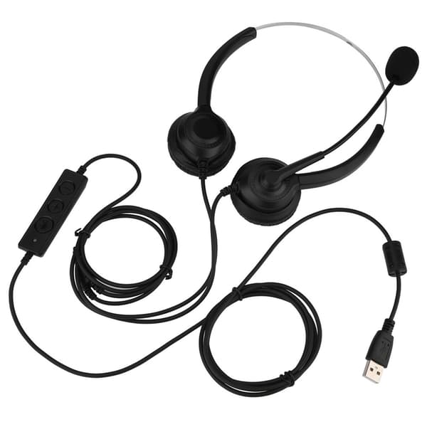 USB-headset til callcenter med støjreduktion og mute-funktion