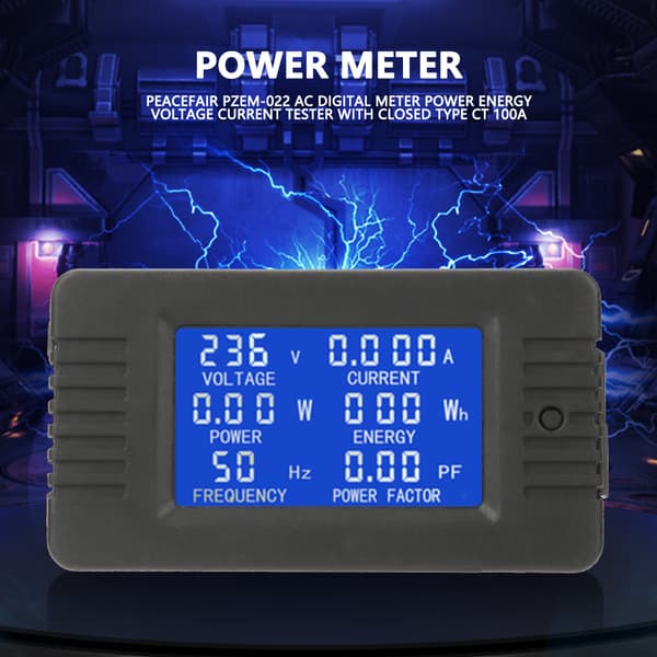 PEACEFAIR PZEM-022 AC-skærm, voltmeter-amperemeter, energimåler med 100A Split Core CT