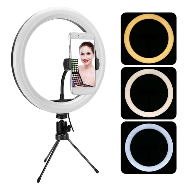 10 tommer USB-bordfyldlys LED-ringlys med trekantet beslag til live-udsendelse