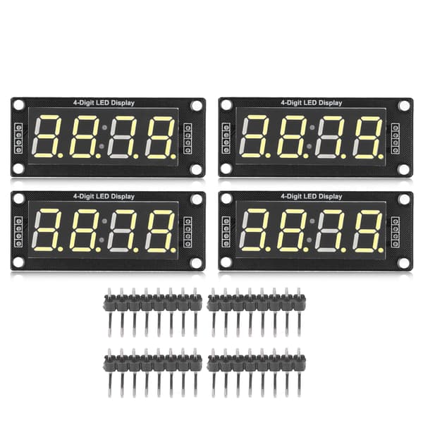 4-pak 0,56\" gul 4-cifret LED 7-segment displaymodul TM1637 urkort MRA041E
