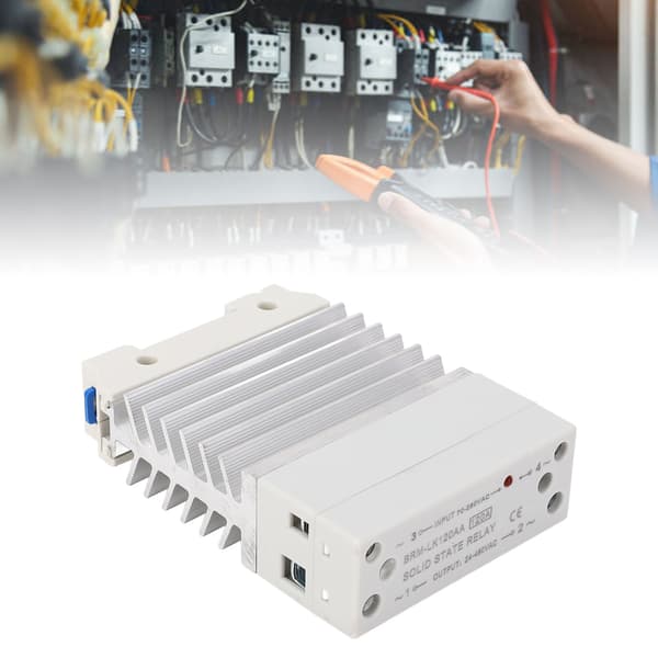 120A AC Solid State Relæ, Skinne Montering SSR m/ Køleplade, 70-280VAC Ind, 24-480VAC Ud
