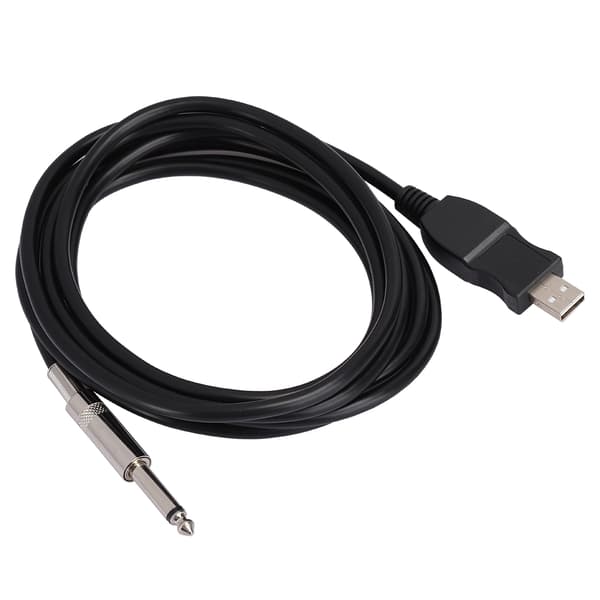 Bärbar Gitarr USB-ljudkabel Dator Kabel Länk Anslutning Instrumentadapter Svart 300cm
