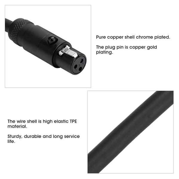 3-bens Mini XLR han til hun lydforbindelseskabel til videokamera DSLR-kamera mikrofoninterfaceforbindelse 2M
