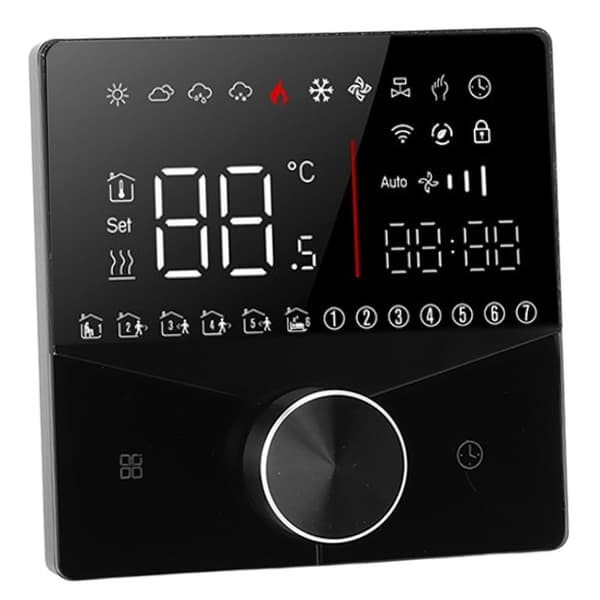Smart Digital Termostat LCD Farvedisplay Præcis Kontrol Intelligent Temperaturregulator Sort