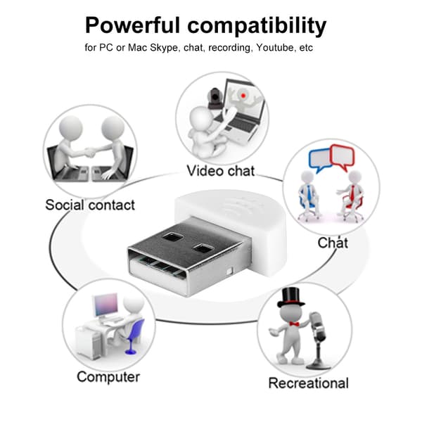Bærbar USB Mini Studio Tale Mikrofon Optagelse Audio MIC Adapter Til Computer PC Hvid