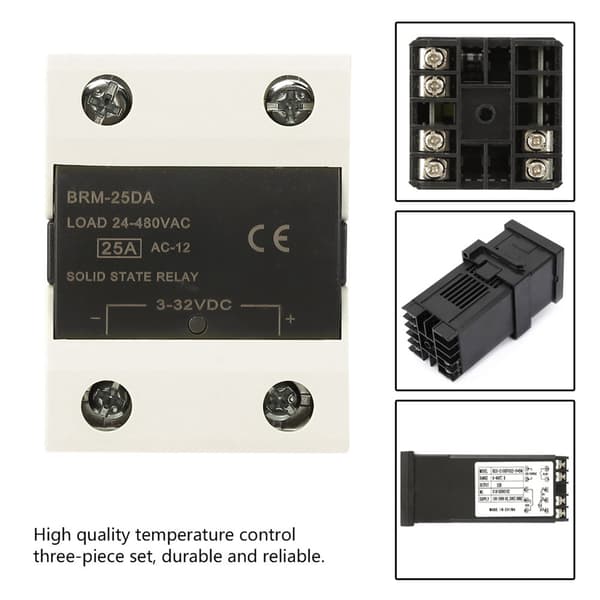 PID Temperaturregulator Kit 0-400°C med 25A Solid State Relä & 1m M6 K-typ Sond