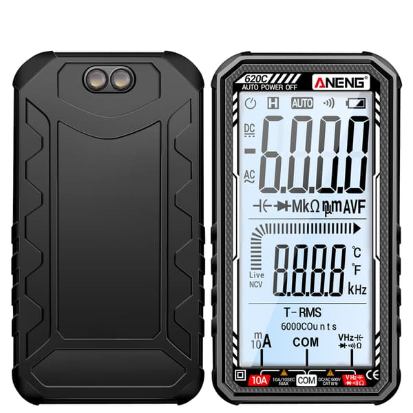 ANENG 620C Multimeter 6000-tælling Sand RMS Auto-område Kapacitetstester AC/DC Volt Amp Ohm Meter med Transistortjek