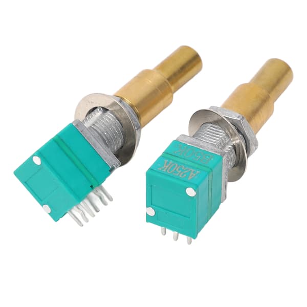 2 st gitarrpotentiometer med dubbel precision, roterande potentiometer i mässing för ersättning
