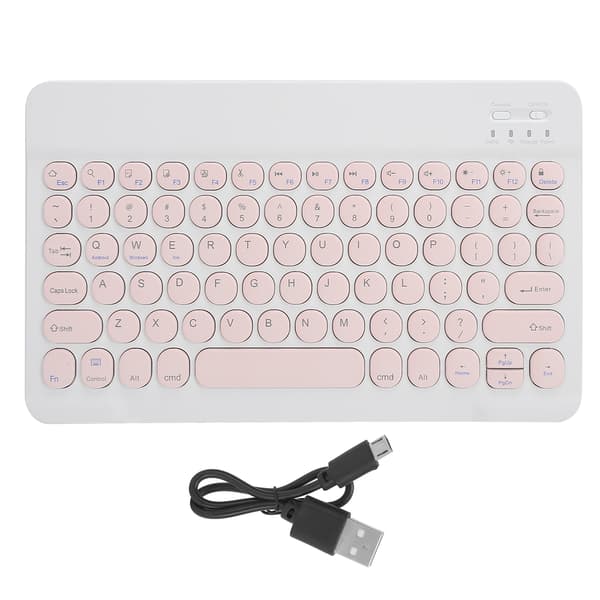 Trådløst Bluetooth-tastatur Tablet Smartphone Computertilbehør Rund Hætte 10inPink