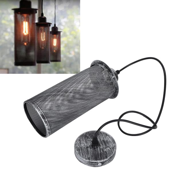 Retro Mesh Pendel Lampeskærm E27 Jernlampe til Bar Cafe Restaurant Sort