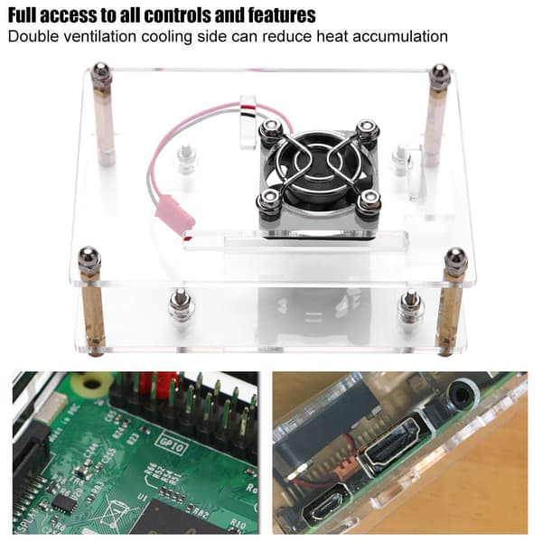 Akryl PMMA Kabinet Boks Beskyttelsesetui Køleventilator til Raspberry Pi 2 3 Model B og Pi b