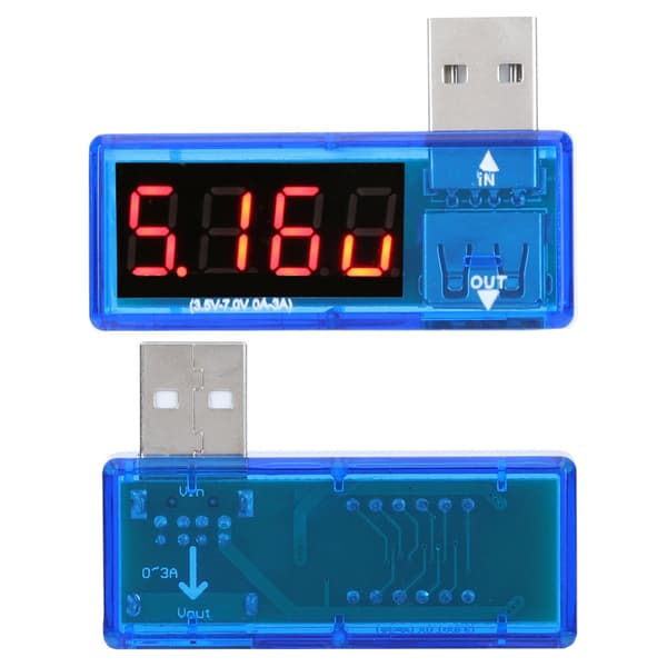 2 stk. USB-strømmåler tester voltmeter amperemeter LCD-display spændingsstrømdetektor til telefonopladning, blå
