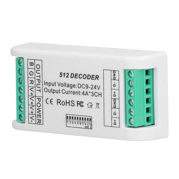 3 kanaler LED-dekoder Strip Controller RGB Controller DMX512 Konstant Spændingskontrol 9-24V