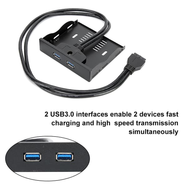 USB3.0 Floppy Frontpanel 3.5'' Floppy Bay 19 Pin til 2 Interface USB3.0 HUB