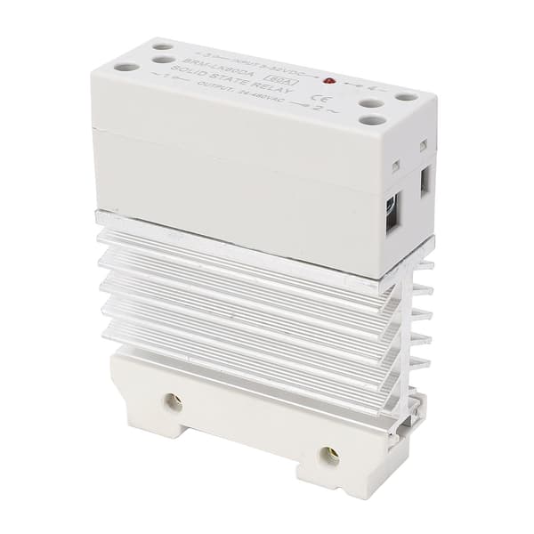 60A DC til AC Solid State Relæ, 35mm DIN-skinne Montering, Enfaset SSR med Køleplade, 3-32VDC Ind, 24-480VAC Ud