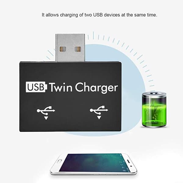 Mini USB-hubb 2-portars USB dubbelladdare splitteradapteromvandlare för PC USB-minnen