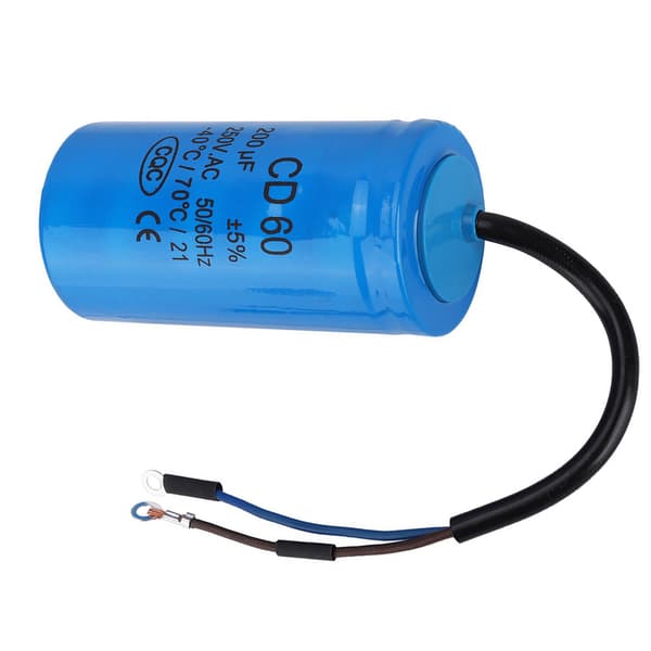200uF 250V AC CD60 Startkondensator m/ ledninger, 50/60Hz Motorstart Luftkompressor