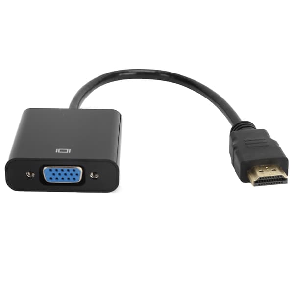 HD Multimedia Interface til VGA-adapterkonverterkabel til computer, bærbar computer, skærm, projektor, sort