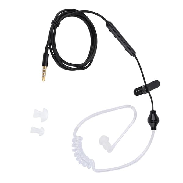 In-ear-headset med luftrörssäkerhetsöronsnäcka med mikrofon för iOS för Android Svart kabel Vitt rör