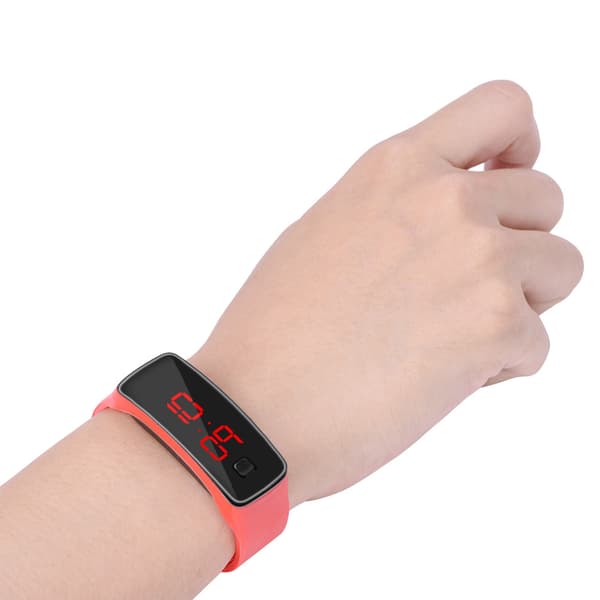Digital sportklocka, silikonrem, 12-timmars LED-display, elektronisk armbandsur