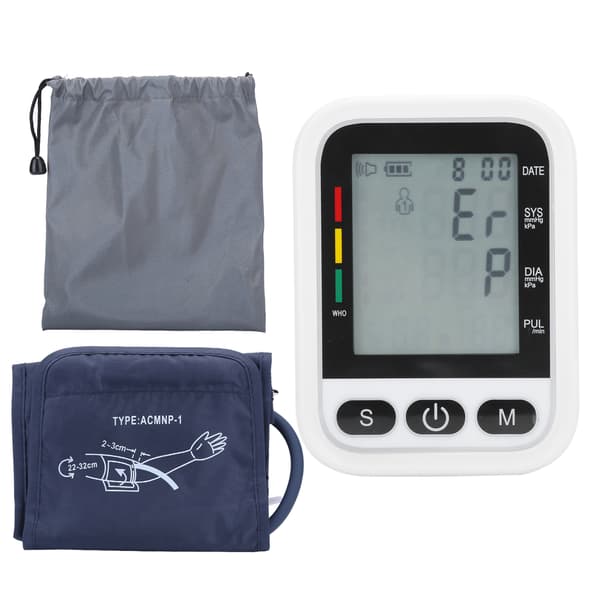 Automatisk Digital Blodtryksmåler Sphygmomanometer Tonometer til Måling af Overarm Sort og Hvid