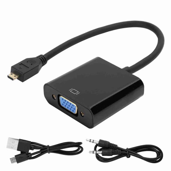 Micro HDMI til VGA Video Konverter Adapter 1080P til Raspberry Pi 4B med Strømforsyningsfunktion
