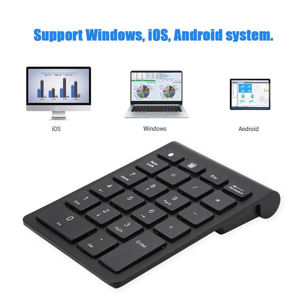 Sort 22-tasters Mini Numpad Trådløst Bluetooth Numerisk Tastatur Til OS X PC