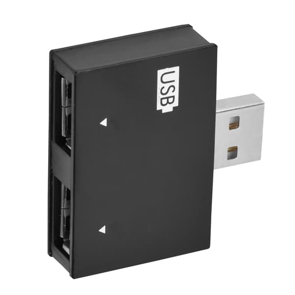 Hub USB2.0 Han til 2-ports USB Dobbelt Oplader Splitter Adapter Konverter Koncentrator (Sort)
