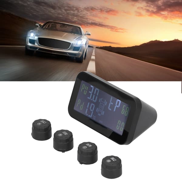 LCD-display Bil TPMS Däcktrycksövervakningssystem med sensor Solcellsladdning USB-laddning