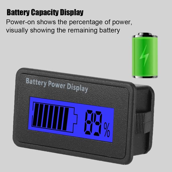 Blå Baggrundsbelyst GY-6H Batteristrømdisplay 12-48V Universal Batterikapacitetsindikator Voltmeter