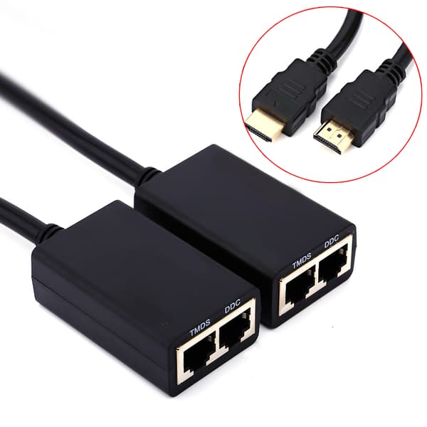 30M HDMI Over RJ45 CAT5e CAT6 LAN Ethernet Balun Extender Repeater Op til 1080P