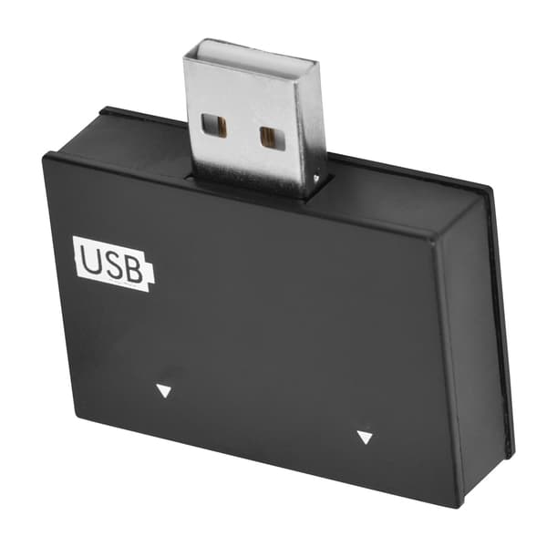 Hub USB2.0 Han til 2-ports USB Dobbelt Oplader Splitter Adapter Konverter Koncentrator (Sort)