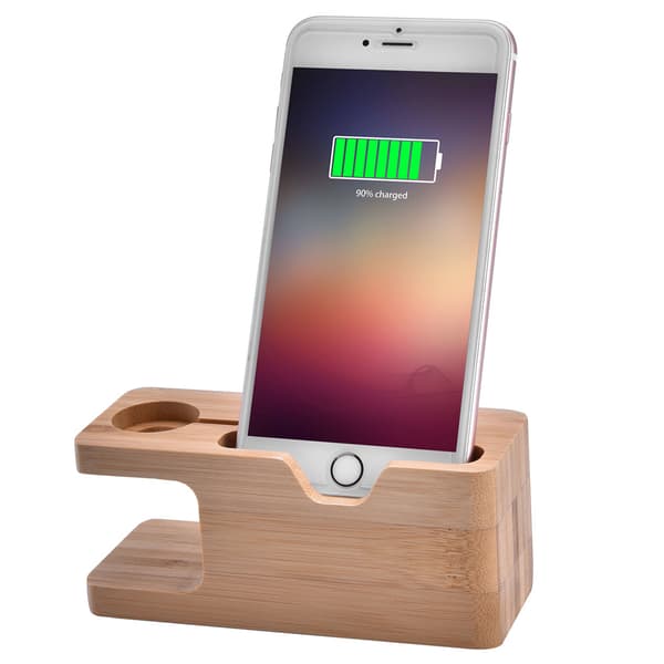 Bambus Opladningsdock Station Beslag Holder Til IOS
